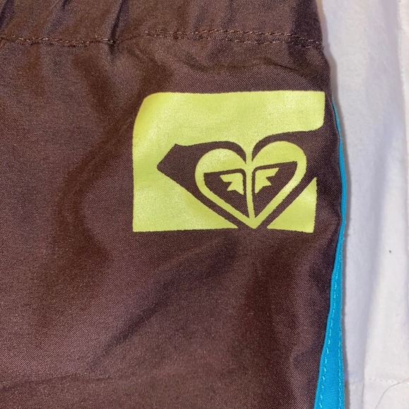 Roxy brown & green Bundle! 2 shorts 1 shirt polka dot bag womens sz 7 - Picture 9 of 16